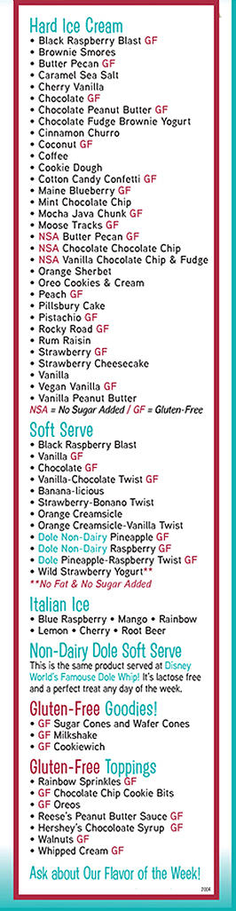 TK's Ice Cream Flavor List